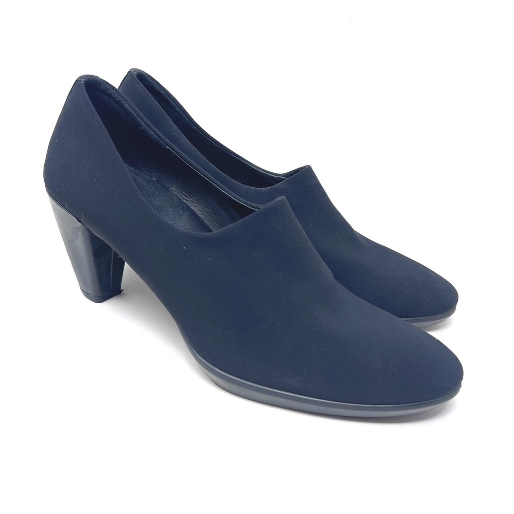 ECCO Shape 55 Plateau Pumps Women 39 / 9 Black Stretch Fabric Comfort Block Heel